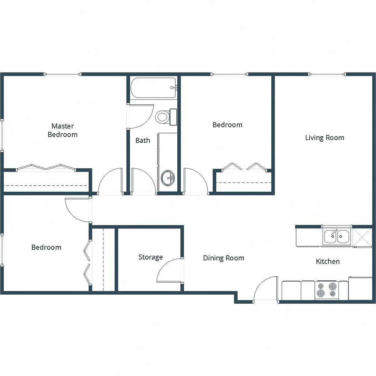 Floor plan Three Bedroom 31A