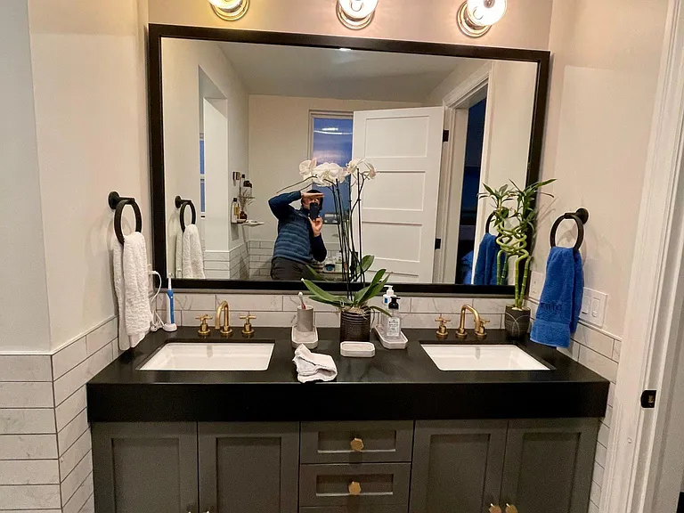 Dual sink vanity.