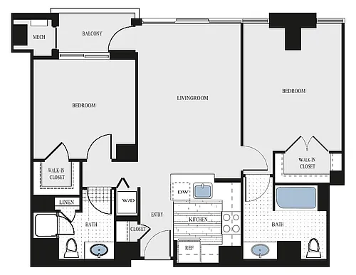 Floor plan 2 Bed/2 Bath - bcj1