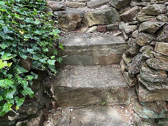 Stonework leading to house