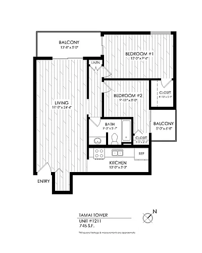 Floor plan Tamai Tower 2 bed x 1 bath