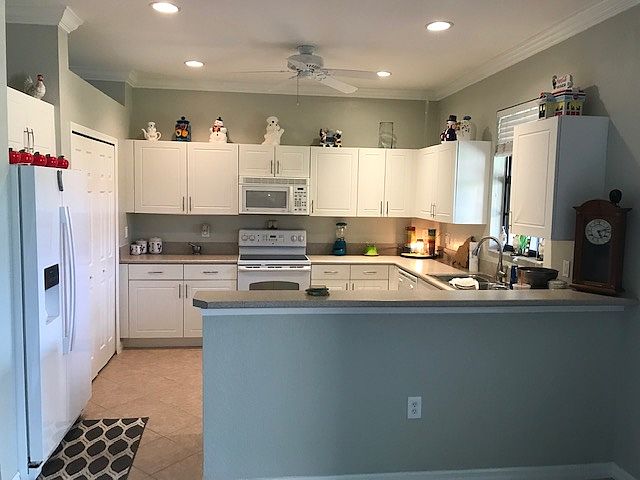 Kitchen is large with open concept into living area