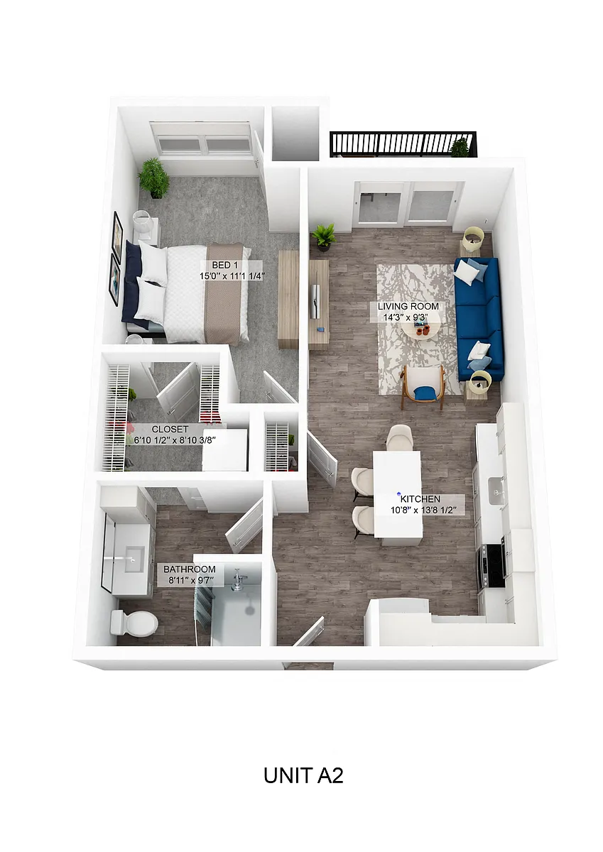 Floor plan Toboggan - 1 Bedroom 60% & 70%