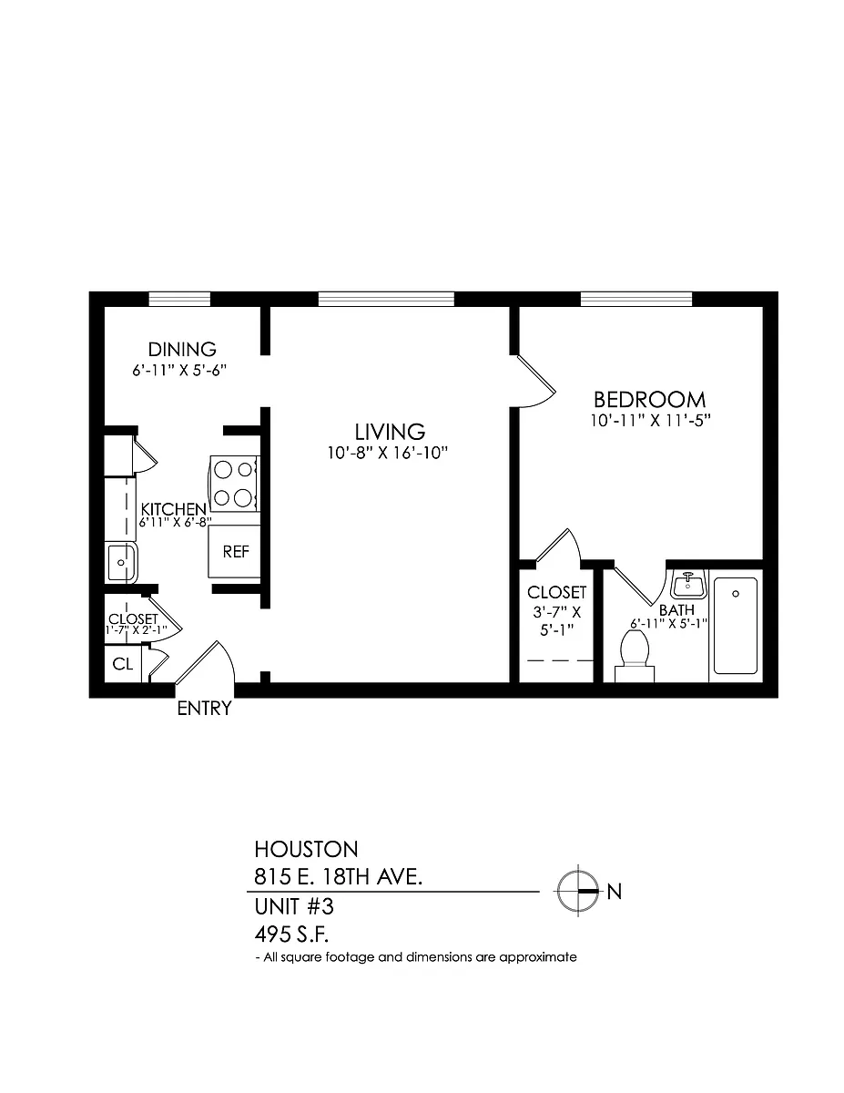 Floor plan 1 Bedroom, 1 Bath