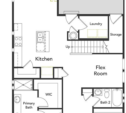 A layout of the Marigold first floor floorplan