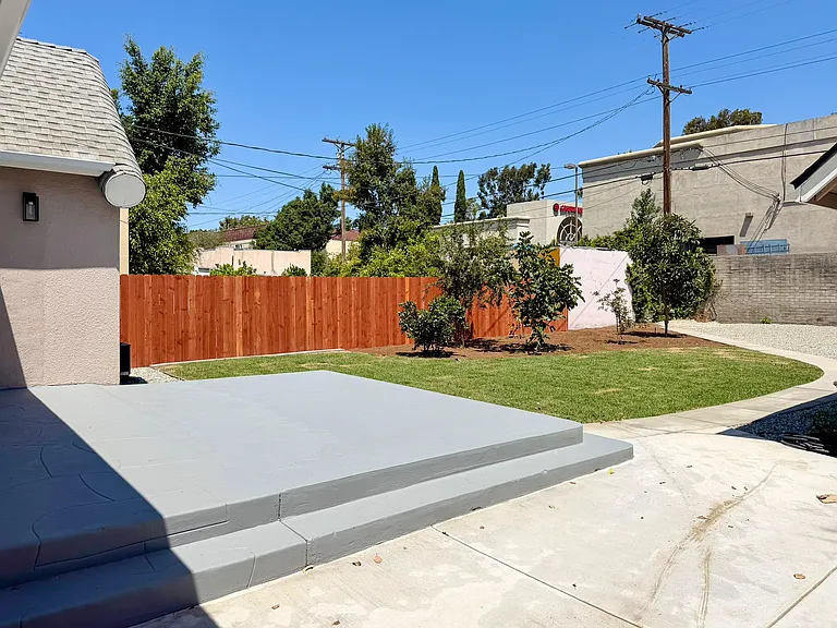 Backyard from driveway