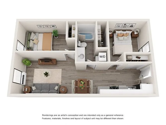 Floor plan 2 Bedrooms, 1 Bathroom