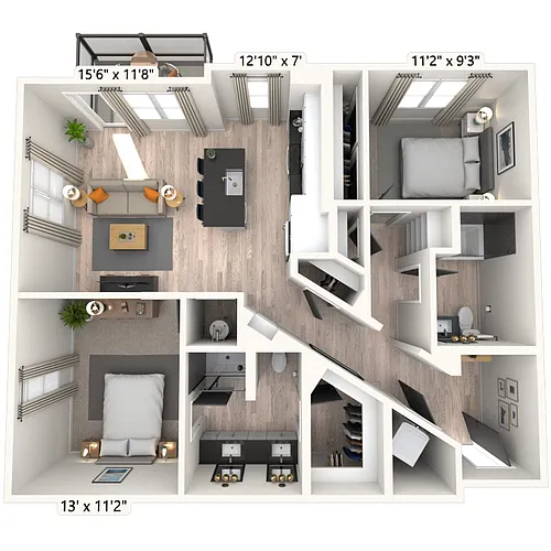 Floor plan B6 2x2 1254 SF-FP