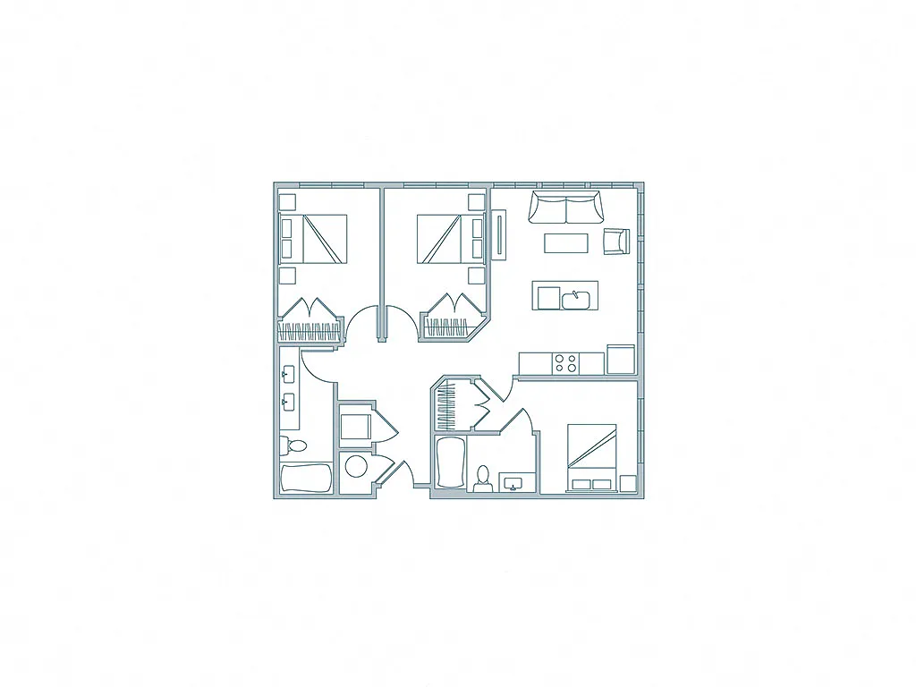 Floor plan 3BR-B