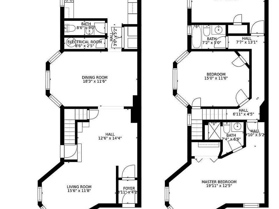 Floor 1 doesn't show the outside deck outside of the kitchen.