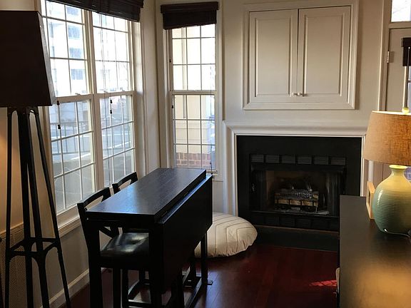 Dining area with gas fireplace