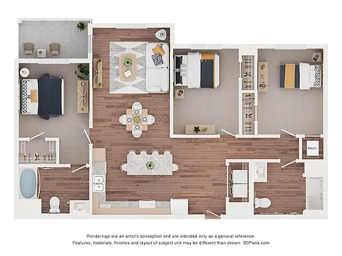 Floor plan 3AA (Wheelchair Accessible)