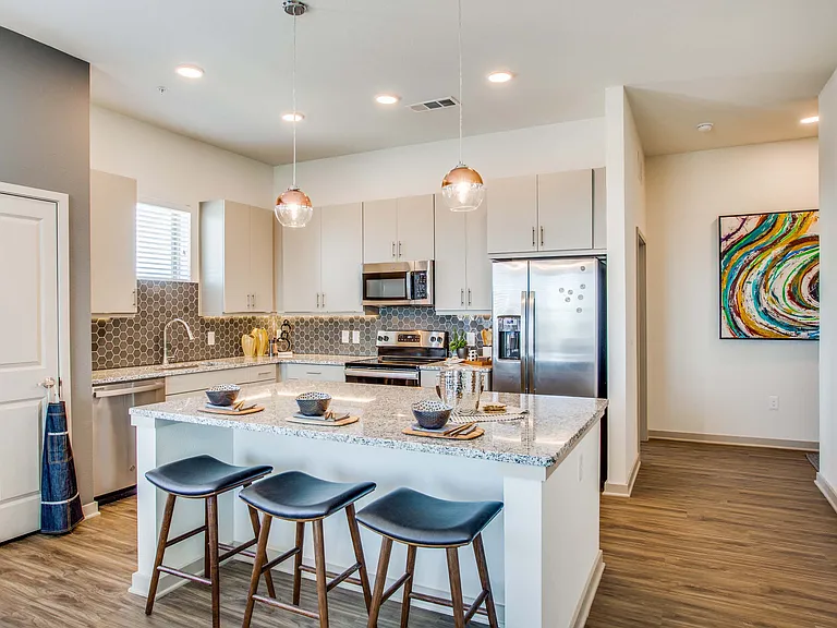 Spacious kitchen with large island