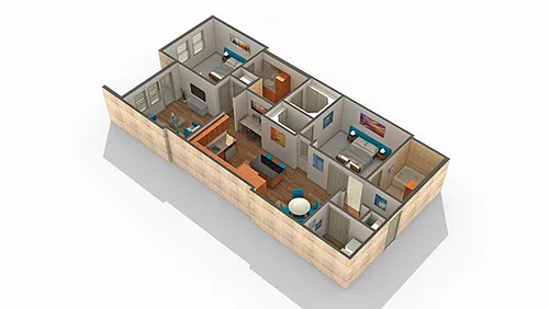 Floor plan 2 BR x 2 BA - A