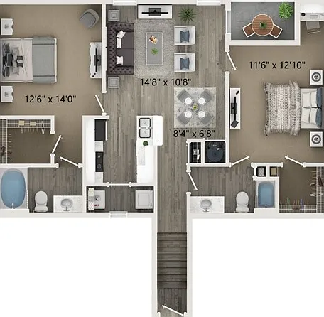 Two Bedroom Two Bath Floor Plan Two Bedroom Two Bath Floor Plan