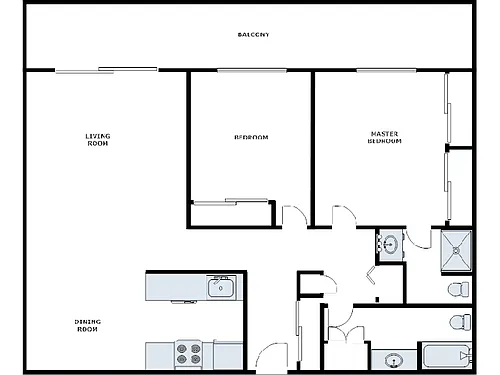Floor plan 2 Bed / 2 Bath: Type K