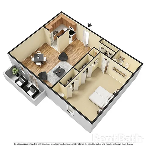 Floor plan 101 - 1 Bdrm, 1 Bath