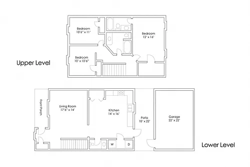 Floor plan 3 Bedroom 2.5 Bath Townhome