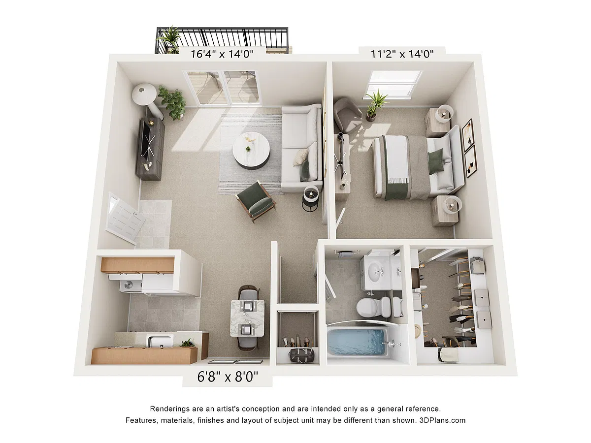 Floor plan 1 Bedroom 1 Bath