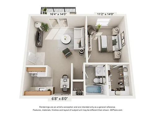 Floor plan 1 Bedroom 1 Bath