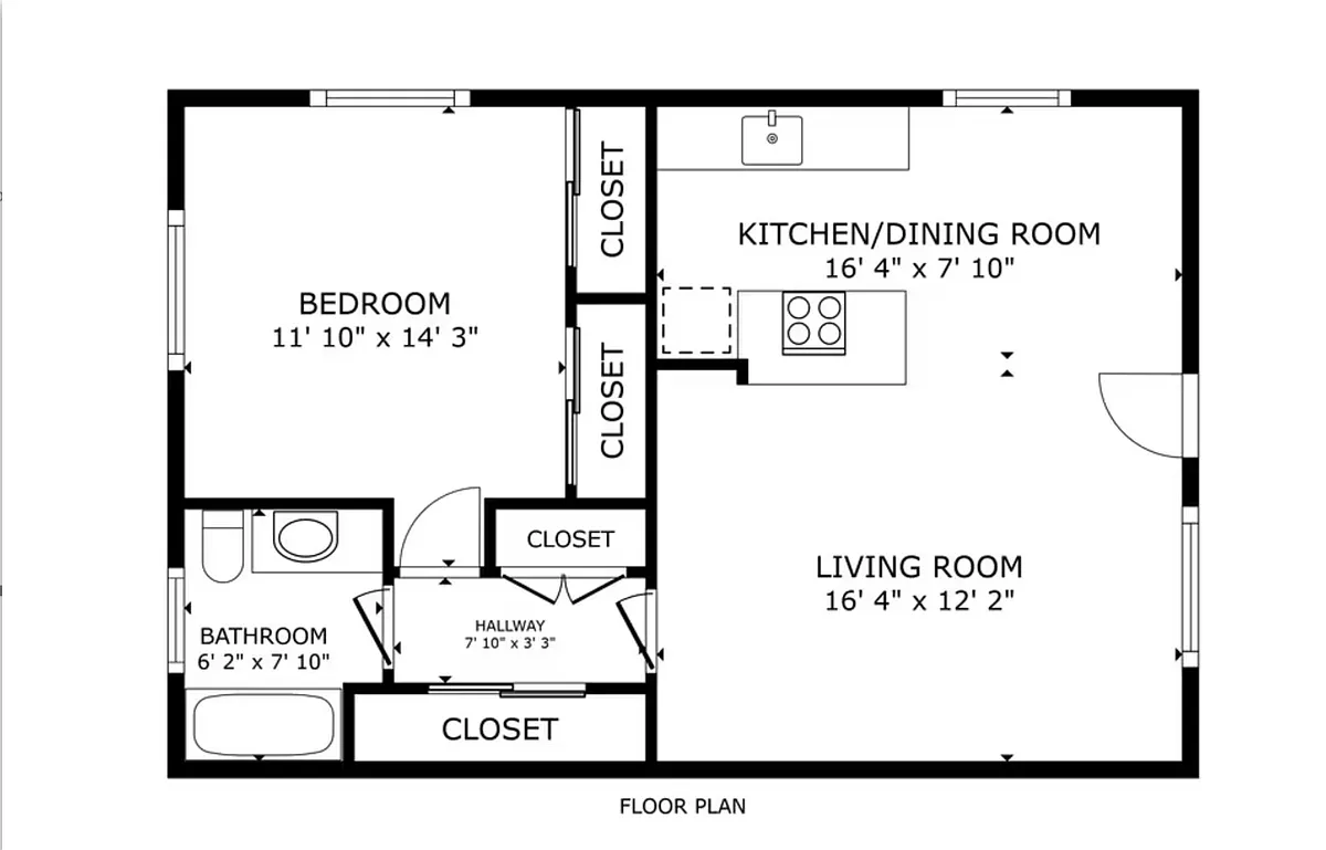 Floor plan 1 Bedroom Unit
