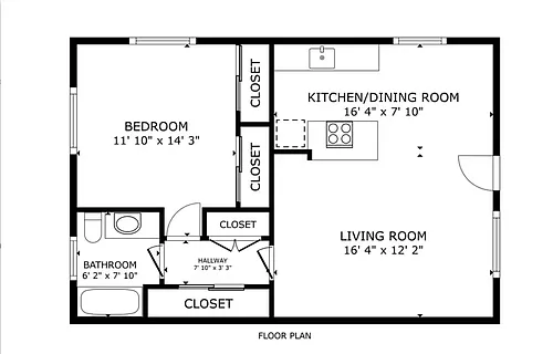 Floor plan 1 Bedroom Unit