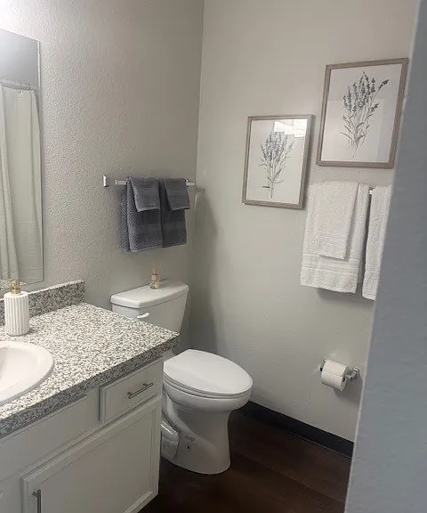 Renovated unit 1 bedroom model bathroom.