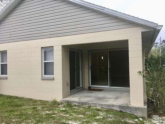 Rear view of covered patio.
