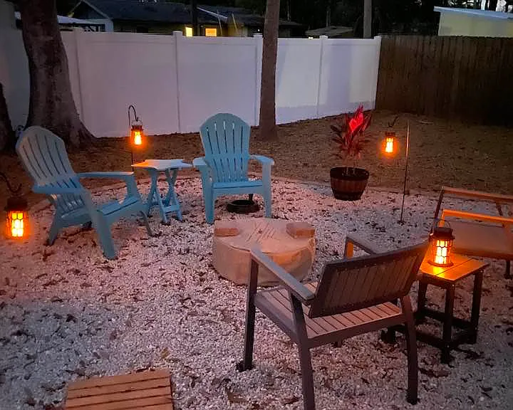 Backyard Oasis at night