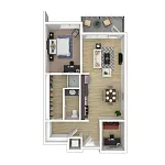 Floor plan 1x1 DEN A