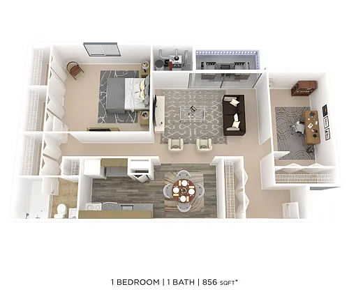 Floor plan One Bedroom w/ Den