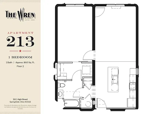 Floor plan WREN-213-1BED-N