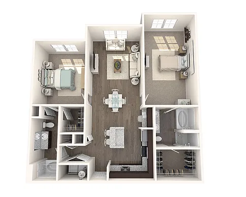 Floor plan Two Bedroom B2D
