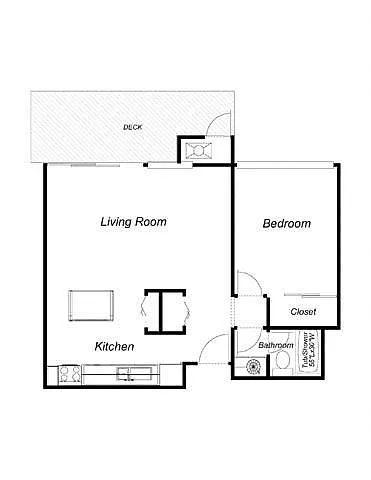 Floor plan 2-Bed, 2-Bath