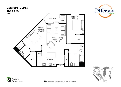 Floor plan $3.27/sq.ft. - B-11 Two Bedroom