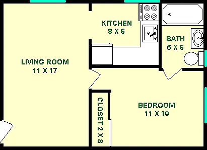 Frost One Bedroom Floorplan Frost One Bedroom Floorplan