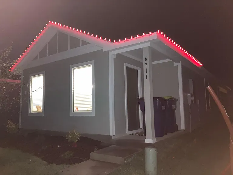 Front of home at night