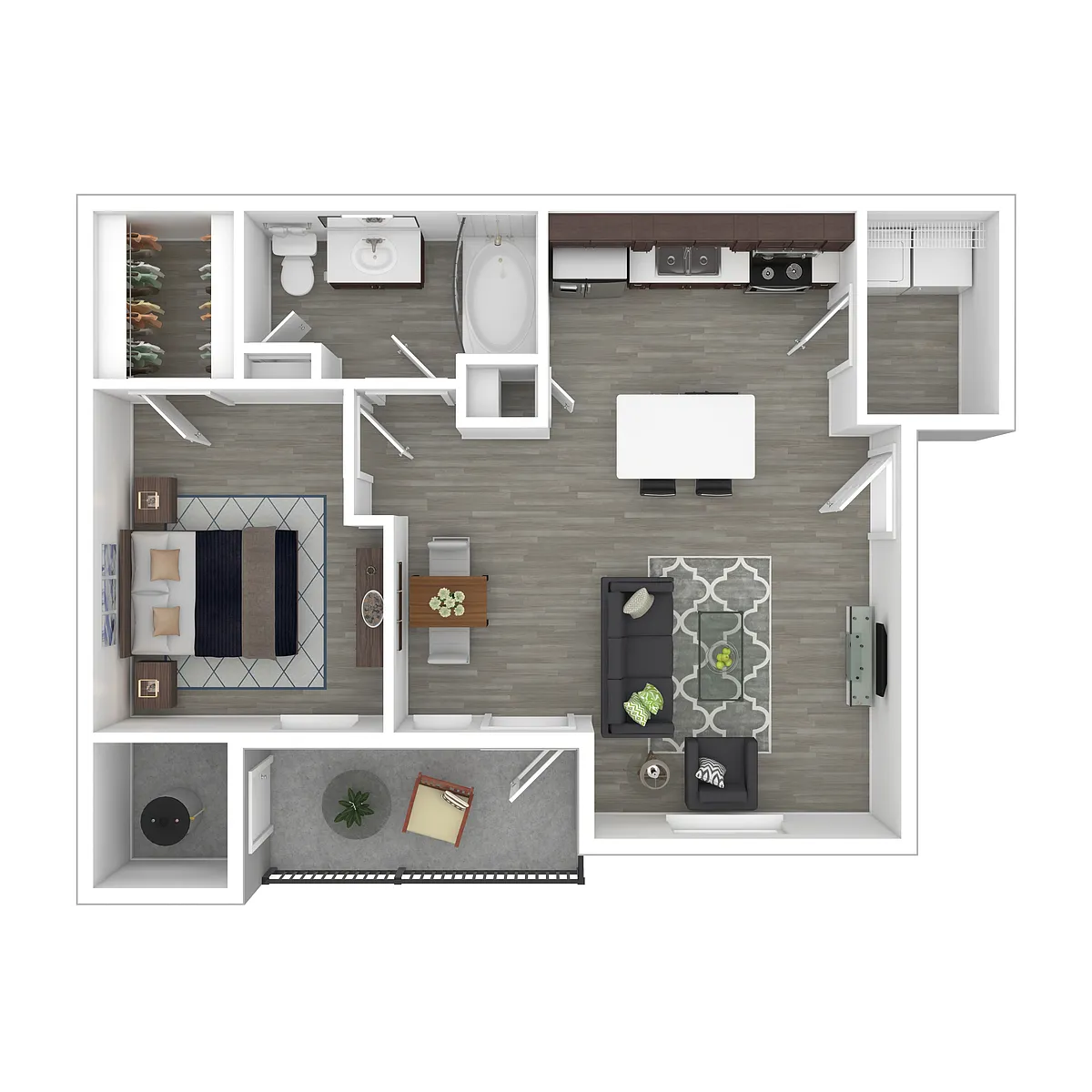 Floor plan 1x1-712-Full Renovation