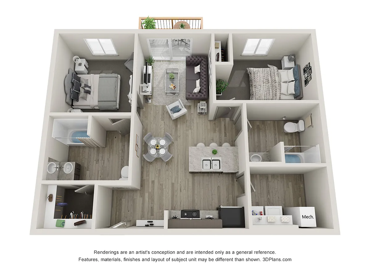 Floor plan Apartment 2 Bedroom 2 Bathroom