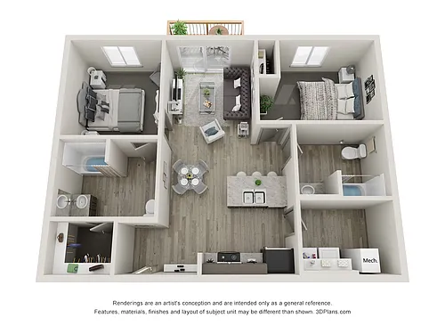 Floor plan Apartment 2 Bedroom 2 Bathroom