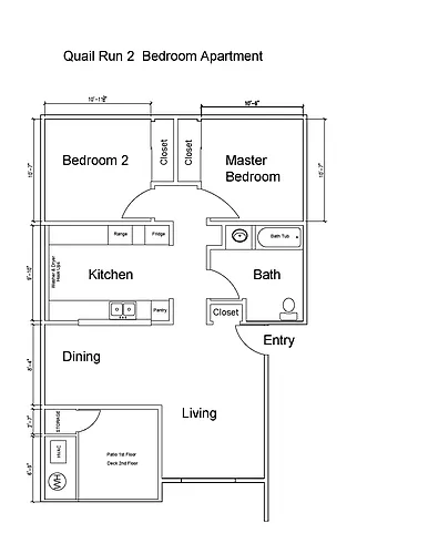 Floor plan 2 Bedroom 1 Bathroom Apartment