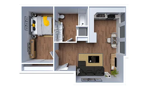Floor plan F - 1 Bed 1 Bath