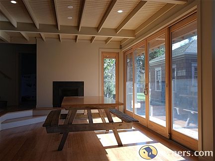 16 feet of glass sliders create an indoor/outdoor dining area