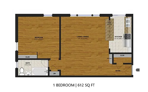 Floor plan Uptown West - One Bedroom (A)