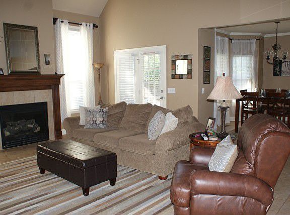 View of family room open to kitchen