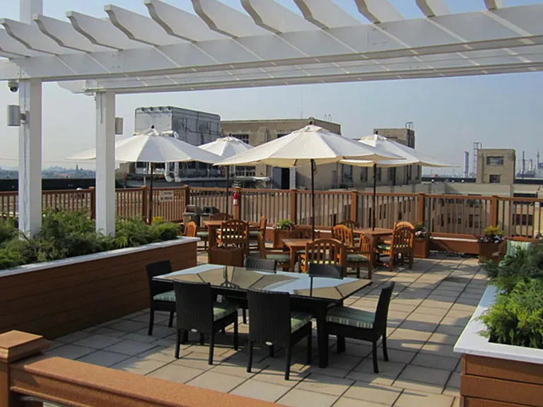 Enjoying dining outside on the rooftop