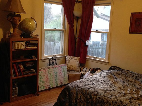 Bedroom has walk in closet and fits king size bed.