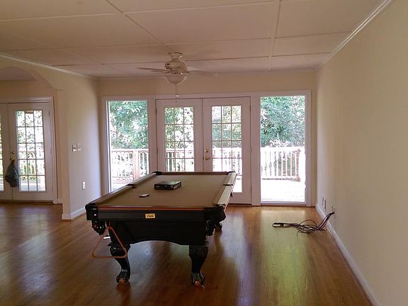 View out French doors to deck