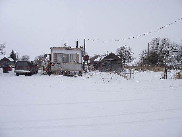front of trailer and shed