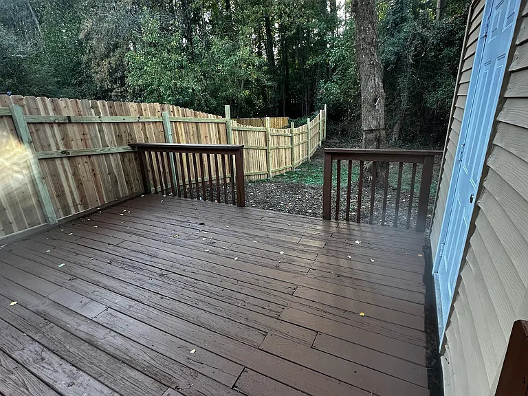 Fenced backyard and Deck